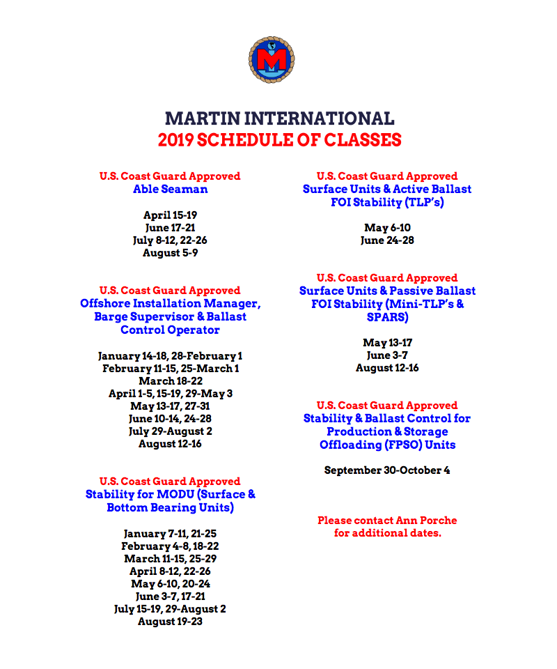Schedule of classes